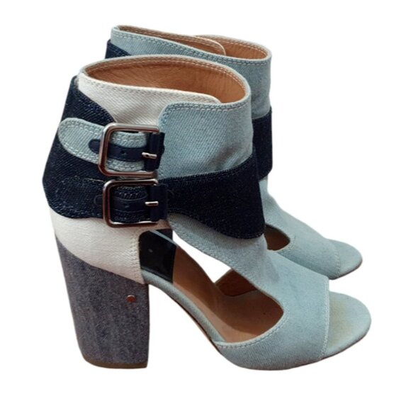 Laurence Dacade Rush Denim Peep Toe Ankle Booties Size EU 37/USA 6.5 - Picture 4 of 13